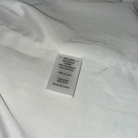 NWT CAROLINE CONSTAS White/Blue Quilted Jacket Linen Blend Puffy Shoulder $395 - Picture 7 of 8